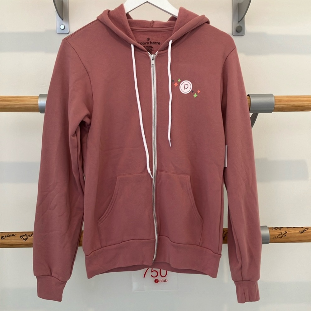 New Pure Barre Rose Mauve Zip-Up Hoodie